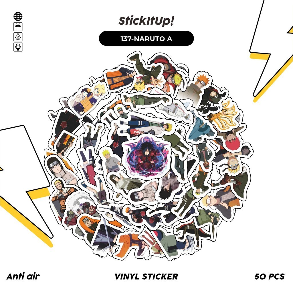 

COD✨ 50 Pcs Stiker Pack Motif Anime Naruto Anti Air Untuk Dekorasi Notebook Sepeda Skateboard Handphone DIY
