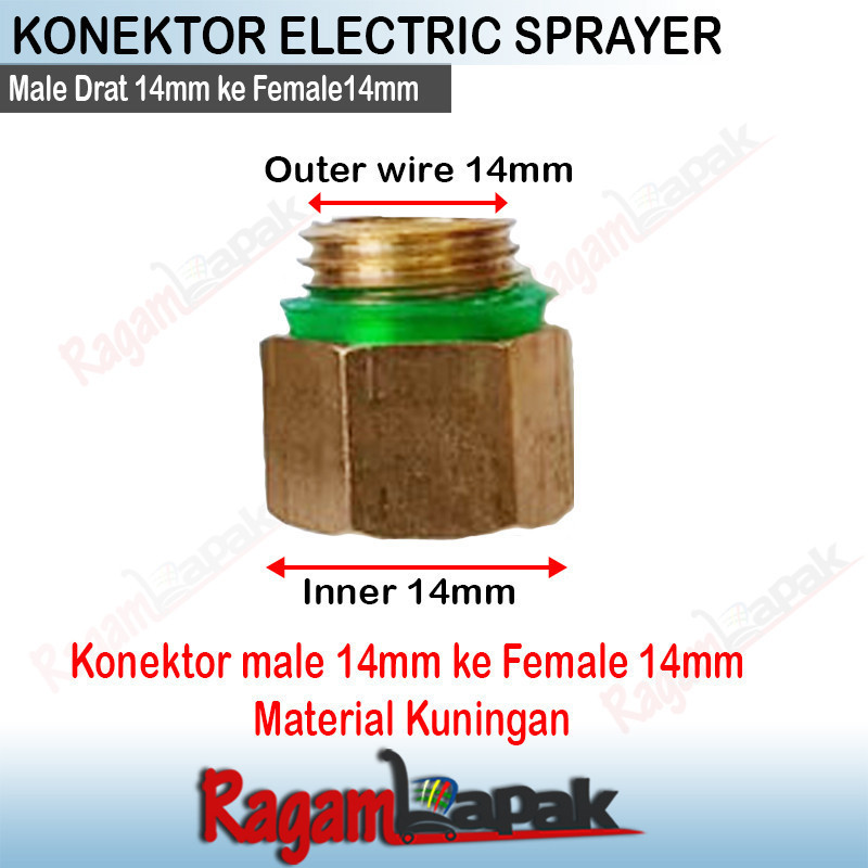 Nepel Socket Sprayer Elektrik female14MM ke male14MM  M14 X M14