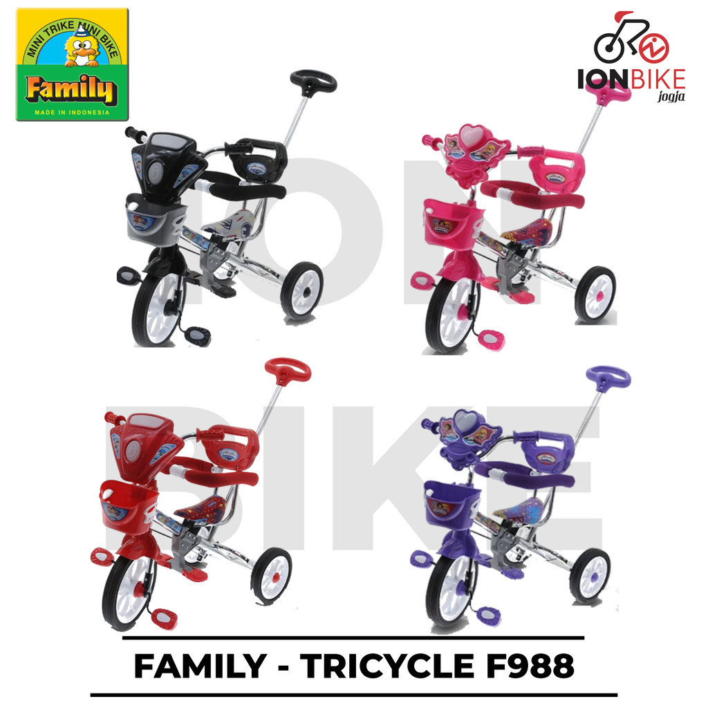 Tricycle Family F988 Sepeda Roda Tiga 3 Anak Balita Bayi F988L F988 Tri Cycle Besi Tebal Kuat Murah 
