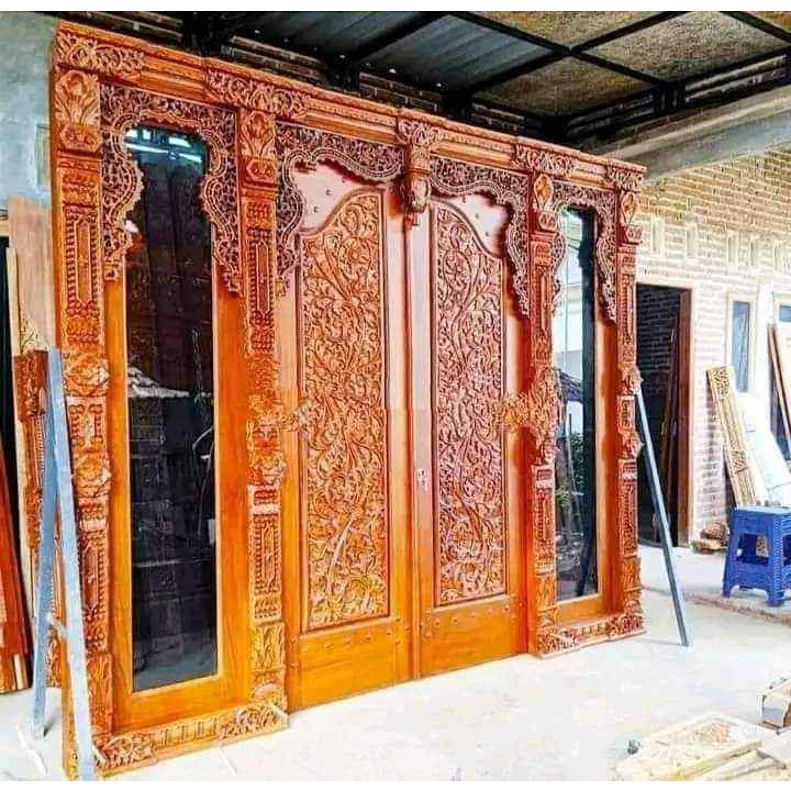 pintu gebyok ukir jepara ukiran bunga ukuran 3 meter