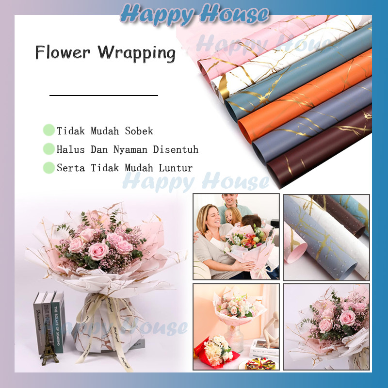 

Flower Wrapping Gold Marble Cellophane Waterproof Kertas Buket Bunga