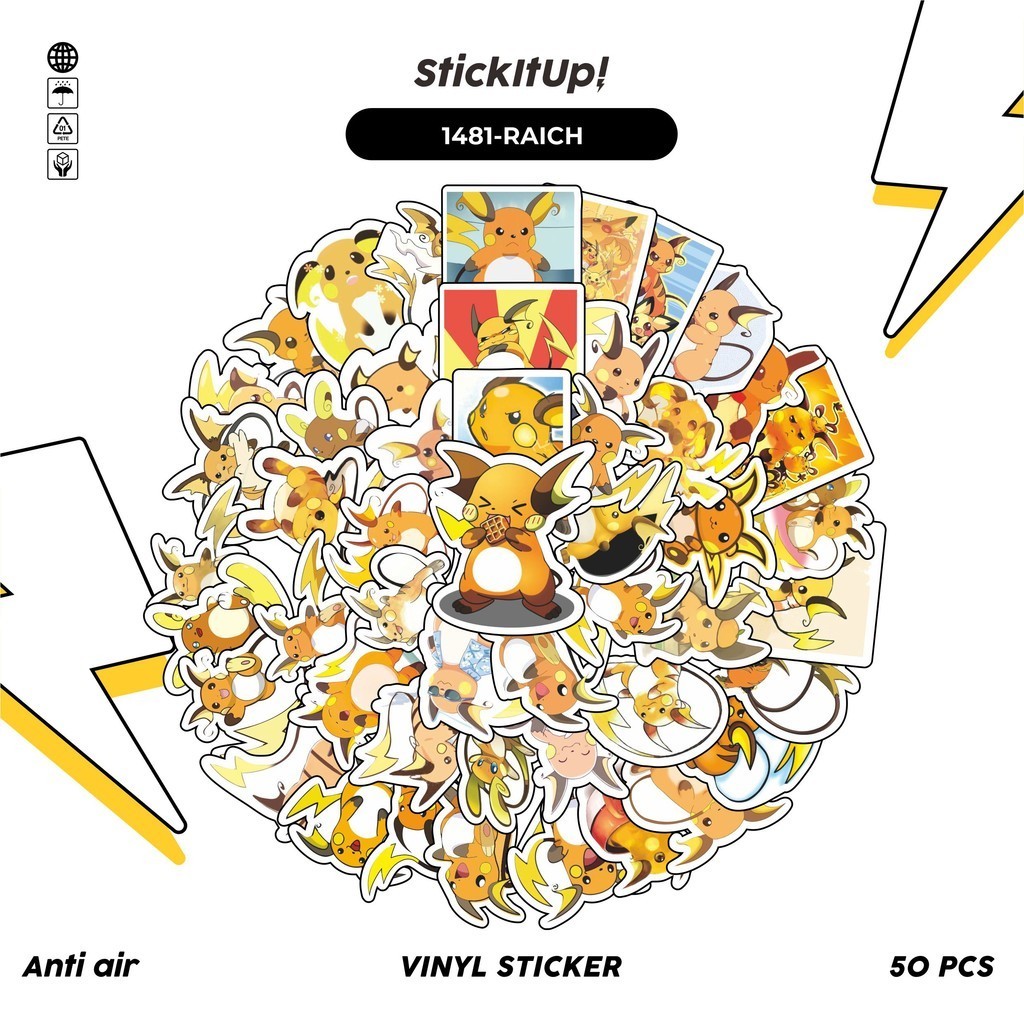

COD✨ 100 Pcs Stiker Pack Pokemon Raichu Lucu Aesthetic Vynil Waterproof untuk Freebies Sticker Buku Journal Casing HP Laptop