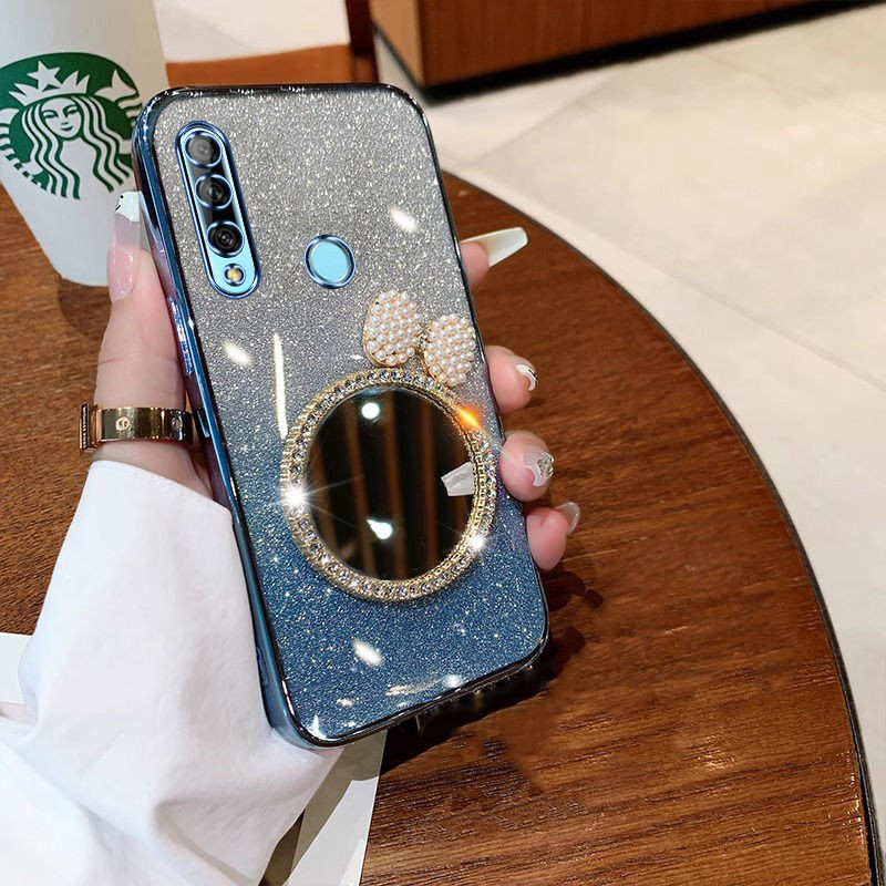 Casing HP Huawei Nova 5T Nova 4 Nova 4e Nova 3 Nova 3i Penutup Belakang dengan Cermin Rias Busur Mew