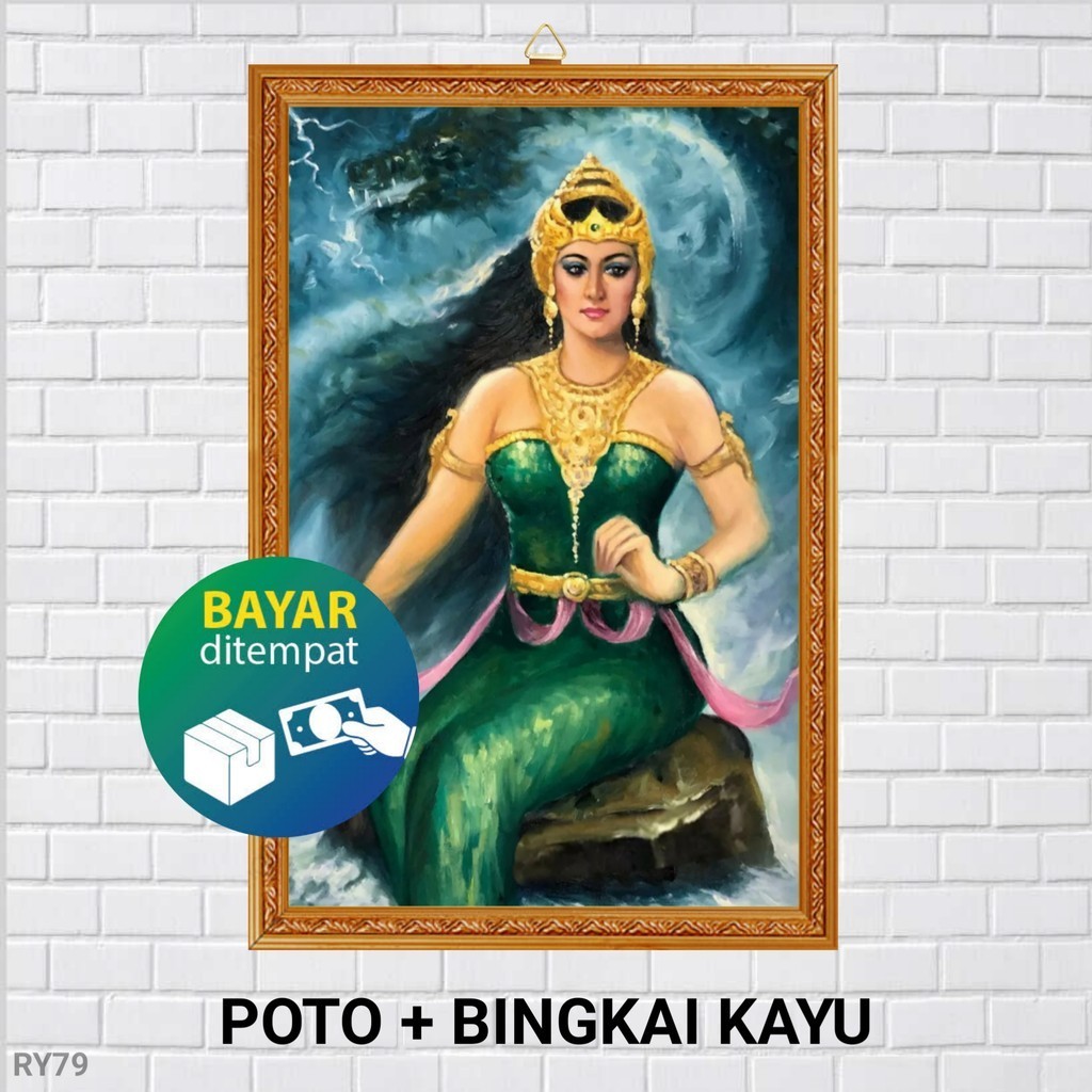 POTO + BINGKAI NYAI RORO KIDUL PANTAI SELATAN / POSTER NYAI RORO KIDUL / HIASAN DINDING KAYU / WALLD