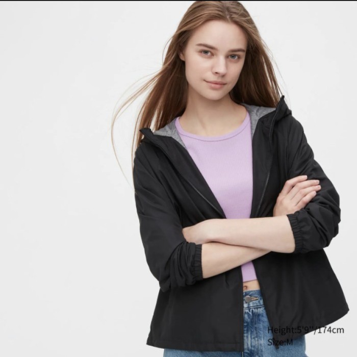 Uniqlo women jacket parka lined jersey - Black, S