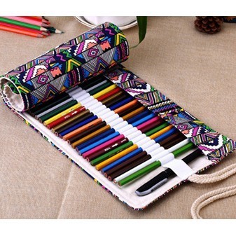 

NEW ! BEST SELLER Tas Tempat Pensil Gulung Canvas 48 Slot 20 x 56cm Case Pensil Warna