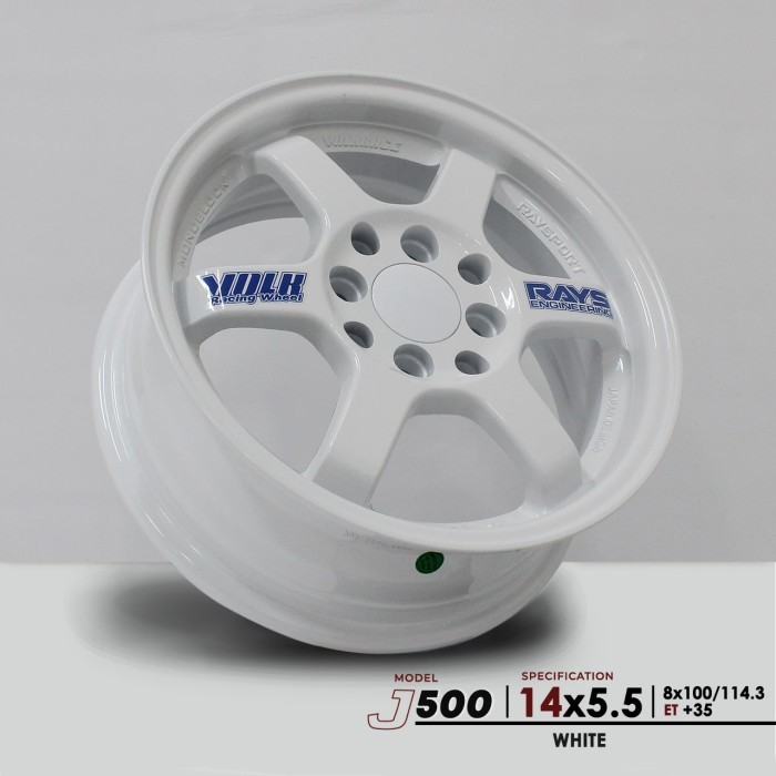 4pcs VELG Rays TE37 RING 14 lebar 5,5inci 8H 100 / 114.3  White Putih  Mobil Wuling Air Ev BRIO AYLA