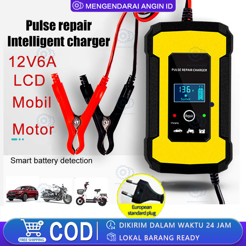 Charger Aki Motor Charger Aki Mobil Intelligent Battery Charger Aki Mobil 12V 6A Charger Aki 12V 6A 