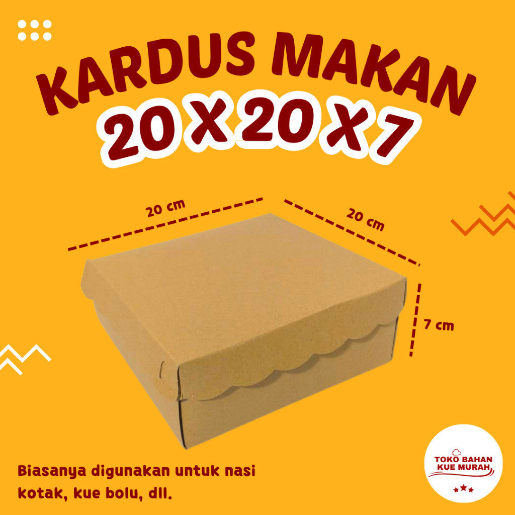 

Dus 20 x 20 x 7 cm | Dus R10K | Kardus Makan | tokobahankuemurah