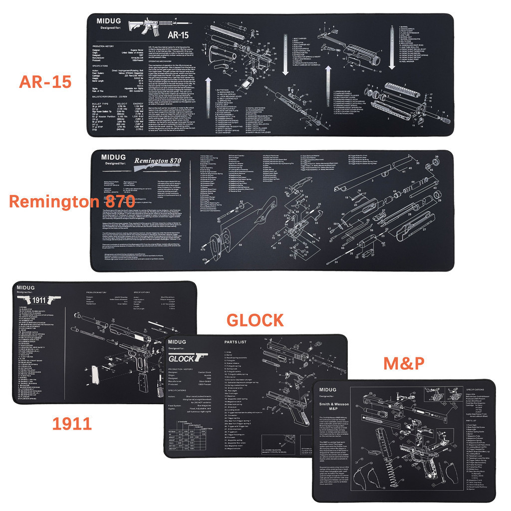 MIDUG Gun Cleaning Mat Mouse Pad Rubber Mat for Shotgun AR-15 Remington 870 Handgun Pistol 1911 GLOC