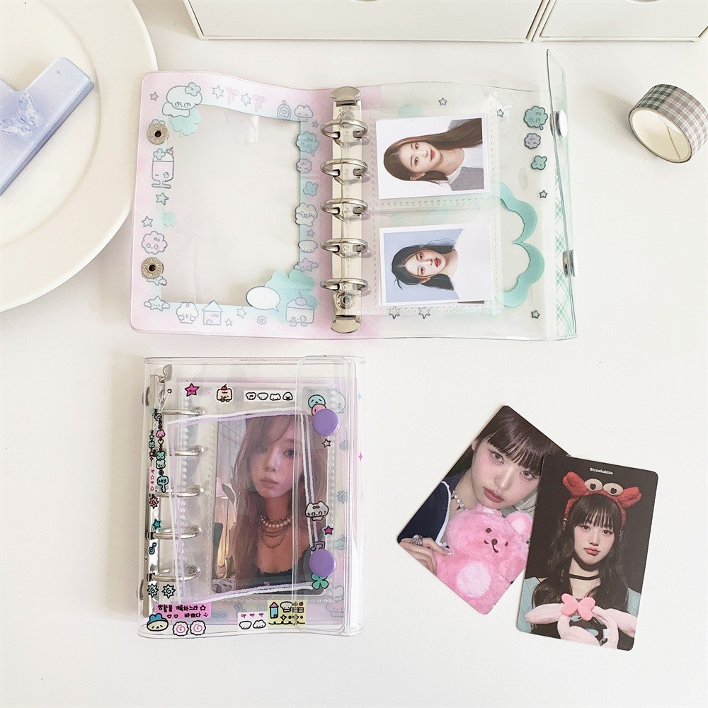 

Gift PVC Photo Album Double Buckle Cartoon Transparent Binder Planner Agenda Ledger Photo Storage Book