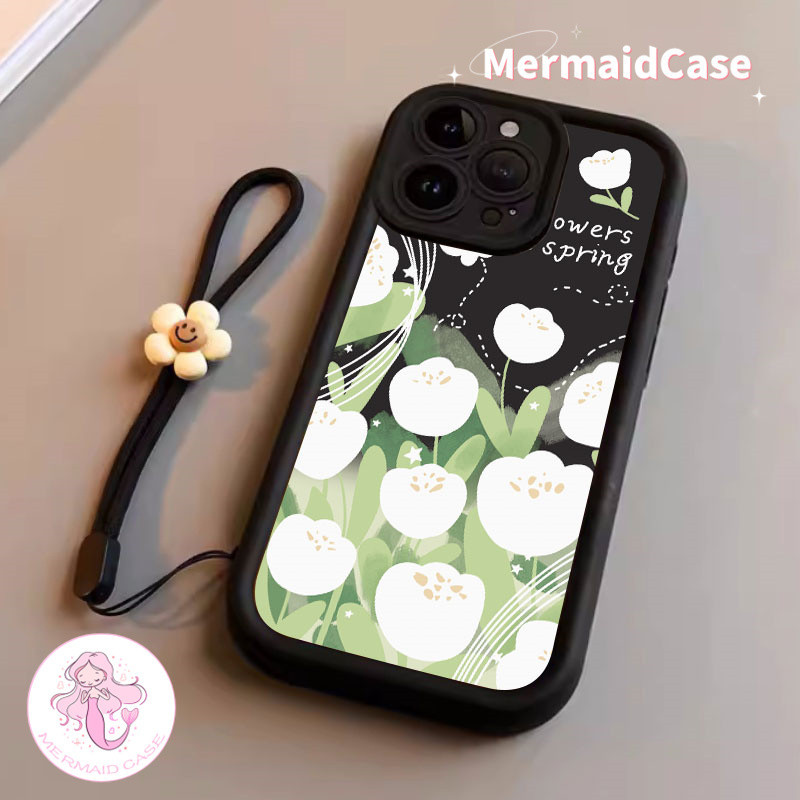 Bunga Tulip Putih Lucu Musim Semi Semua Casing Ponsel Lensa Pelindung Inklusif untuk iPhone 14 11 13