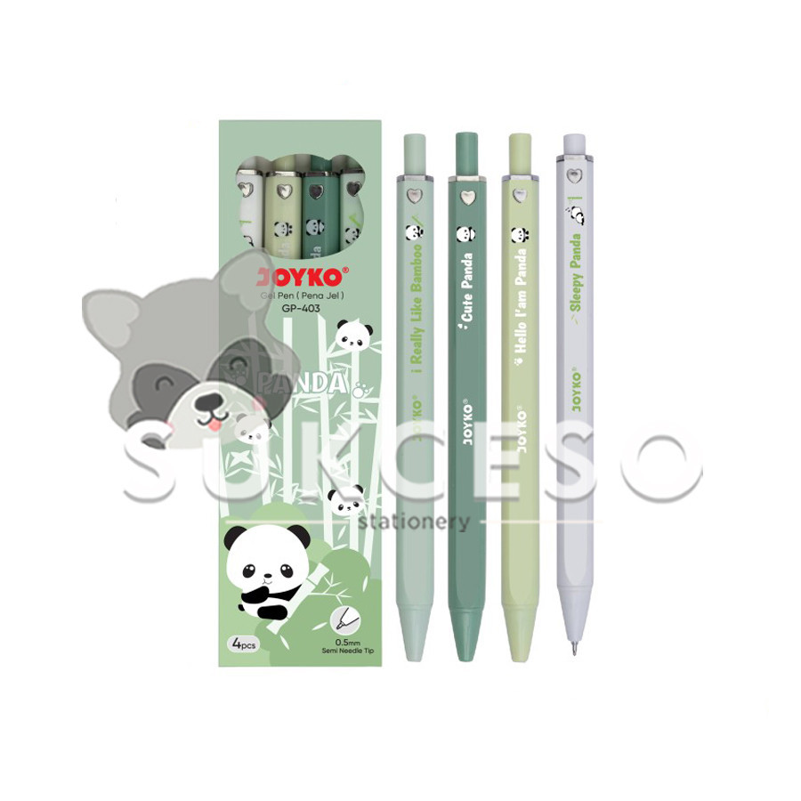 

Joyko Gel Retractable Pen GP-403 Black Pulpen Cetek Cute Panda 0.5mm