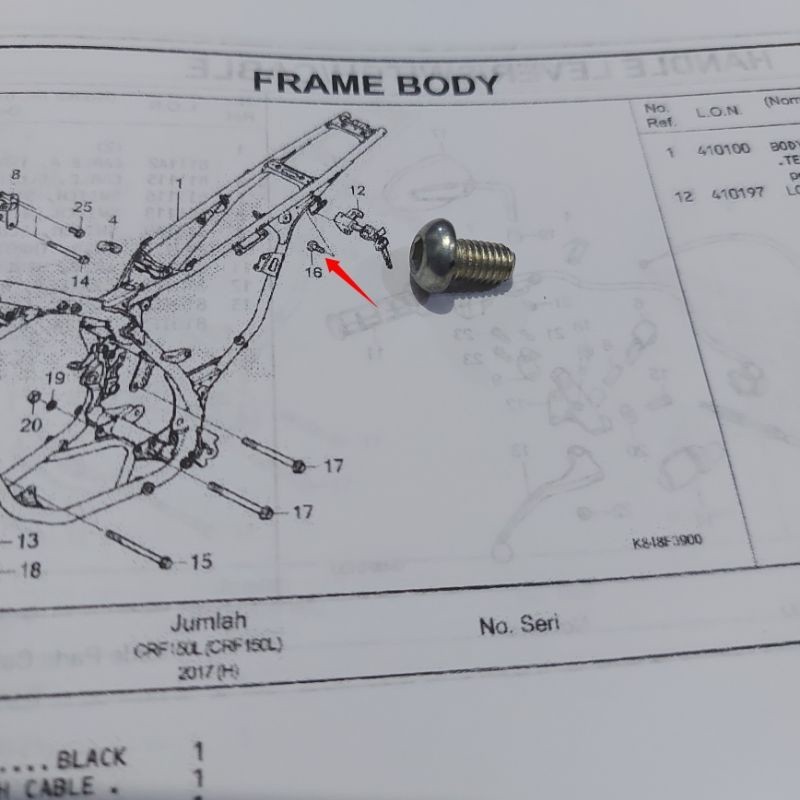 Baut Hemat Holder Kunci Helm Honda CRF 150 GL Pro Series