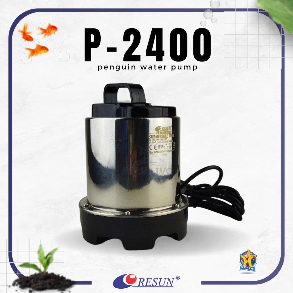 RESUN Water Pump Penguin-2400 Pompa Air Celup Kolam Aquarium 2400 Merk Resun