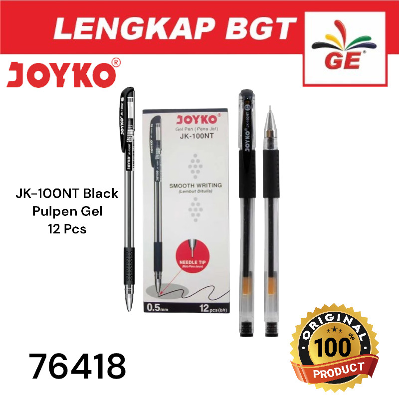 

JOYKO Gel Pen Pulpen Pena JK-100NT Black 0.5 mm 1 Box 12 Pcs - 76418