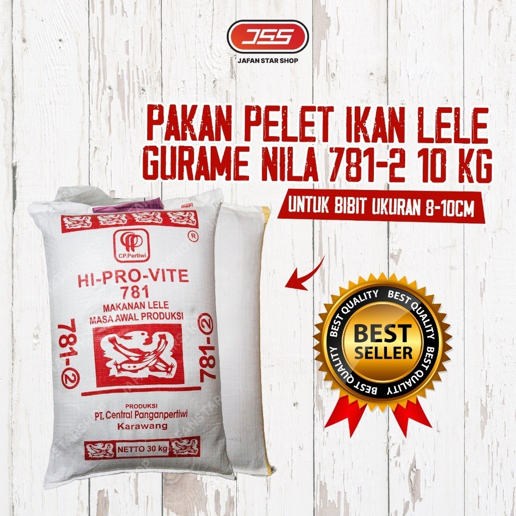 YJ25L Pakan Pelet Ikan Lele Gurame Nila HI-PRO-VITE 781-2 Untuk Bibit Ukuran 8-10cm 10kg