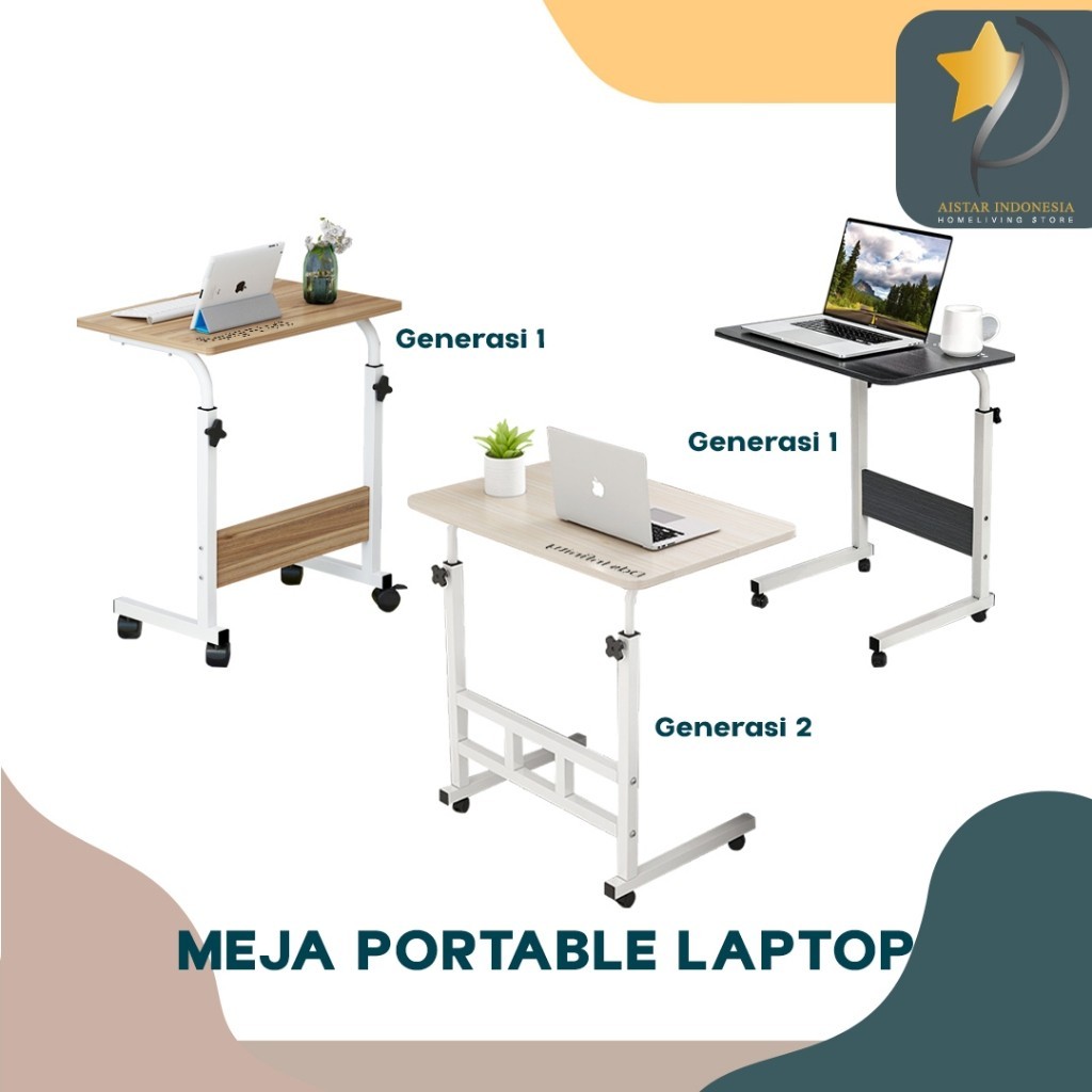 AC26YA Aistar Indonesia - Meja Portable Laptop Meja Serbaguna kaki besi Dapat di Adjustable / Meja L