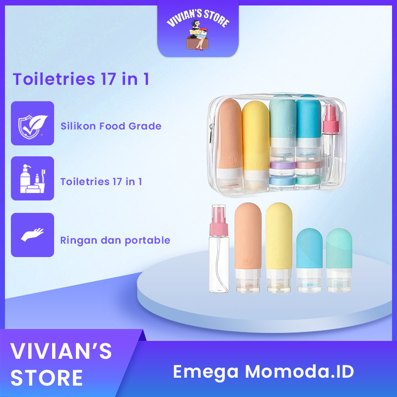 Botol Shampoo Portable / Botol Travel Kit Set / Travel Set Isi 17Pcs Toiletries Kit Set /  17in1 Set