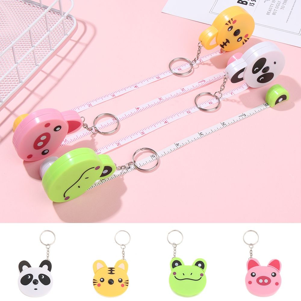 

Cartoon Animal Tiger Panda Frog Piggy Tape Measure Automatic Stretch Ruler Sewing Measure Ruler Keychain Household MeasuringTool