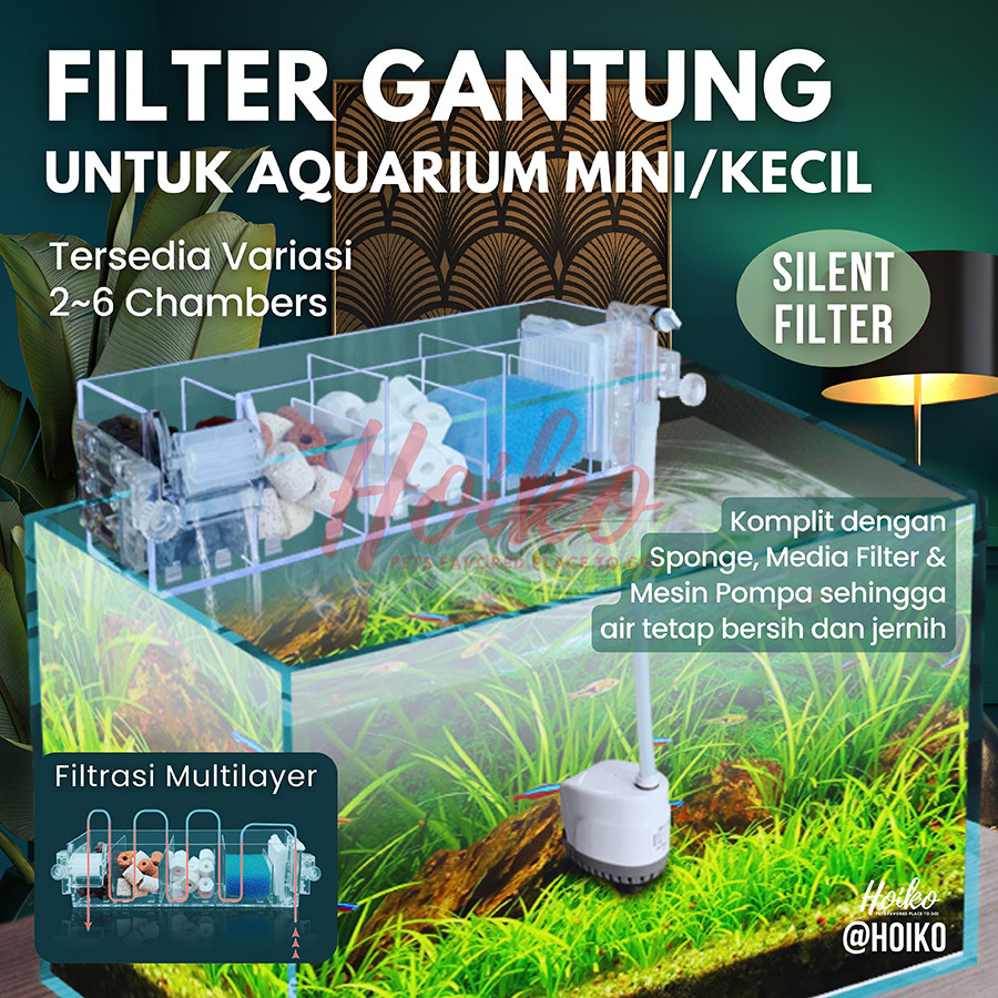 Full Set Akrilik Hang On Gantung Aquarium External Filter Hanging Hangon Akuarium Aquascape Mini Bes