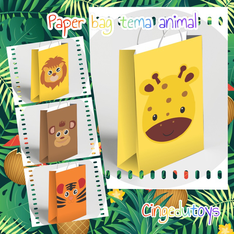 

Party Balon NEW Paper bag/ goodie bag / jeerapah singa monyet harimau Tas souvenir animal 29x20x7.5cm