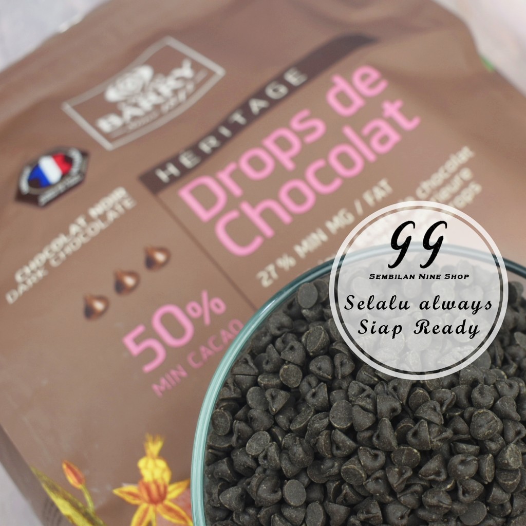 

CACAO BARRY 250 Gram DROPS CHIPS Dark Chocolate Couverture 50% COCOA