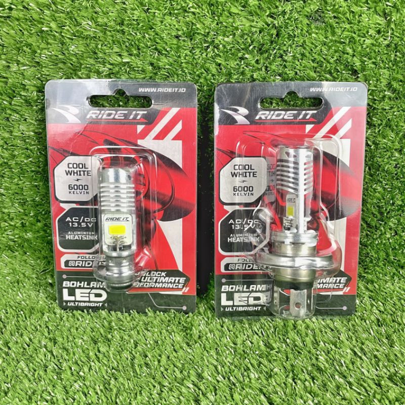 Bohlam LED H4 H6 Ulti Bright 2 sisi 18Watt x2 Dop Lampu Motor Bebek Vixion Matic Beat Vario Supra X 