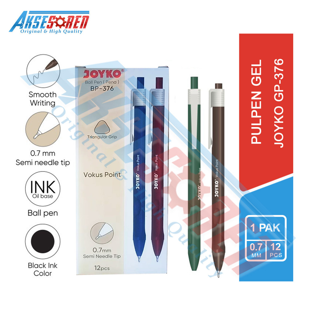 

Aksesoren Pulpen Vokus Joyko BP-376 [1 Pack/12 Pcs] / Bolpoin Ballpoint Pena 1 Lusin / Bulpen Bulpoin Balpoint 1 Pack / Bolpen 1 Box / Polpen 1 Pak / Alat Tulis Sekolah