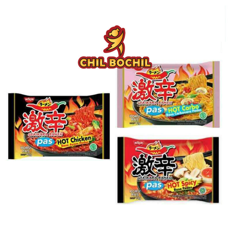 

MIE NISSIN GEKIKARA RAMEN 80 GRAM - MI INSTANT GORENG RAMEN HOT CHICKEN, CARBONARA, HOT SPICY - CHIL BOCHIL