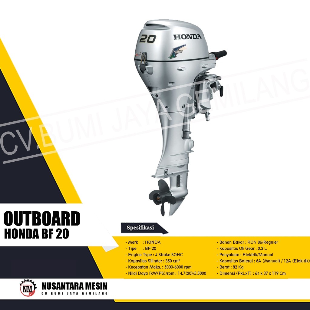 MESIN TEMPEL / OUTBOARD HONDA BF 20