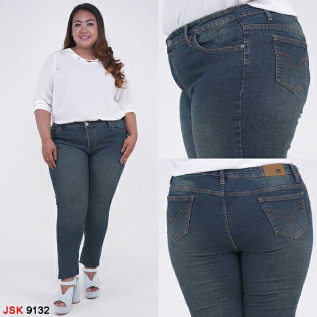 ✨TERLARIS✨ -Celana Jumbo Skinny Jeans Wanita Celana Panjang Denim Pensil JSK JEANS - HITAM 9100, 39/