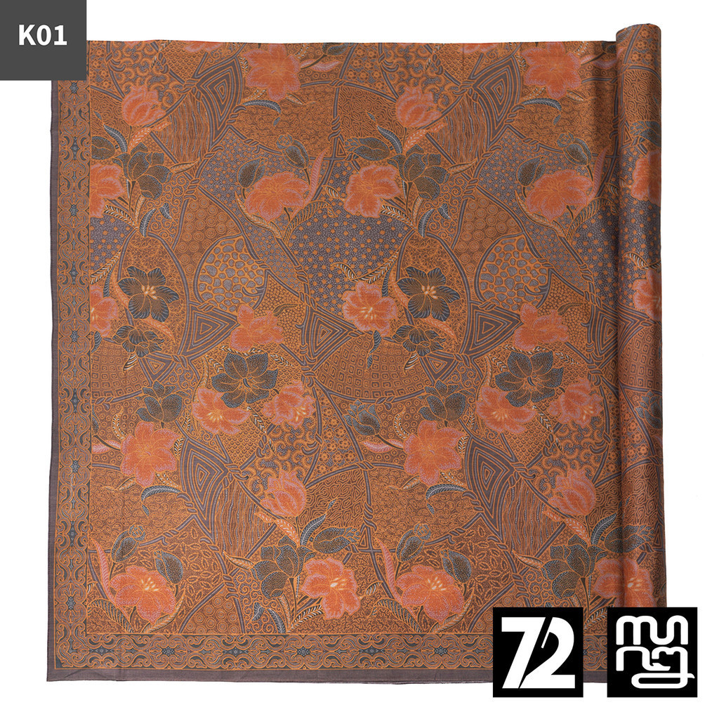 KAIN BATIK PREMIUM Bahan Katun Motif Kembang Fajar Warna Abu-Abu Elegan 725021 Cap 72 Jarik Jarit Sa
