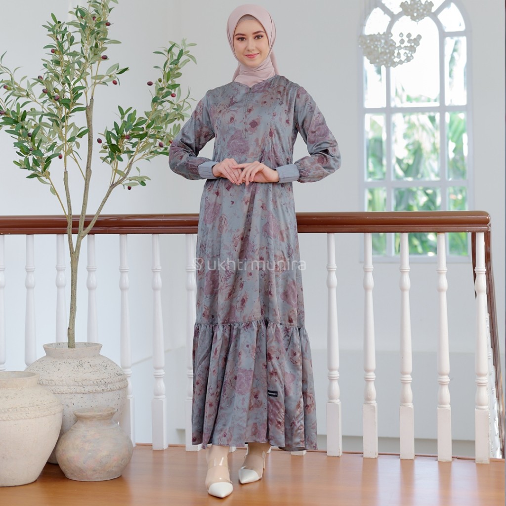 CEMILE by UKHTI MUNIRA DRESS GAMIS DEWASA SATIN BORDIR PREMIUM