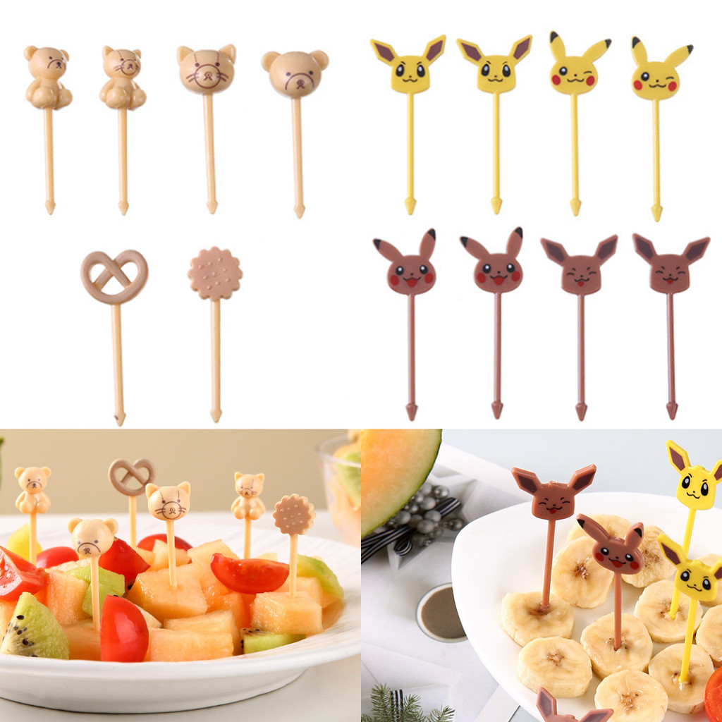 Kids Food Picks Cartoon Fruit Fork Suitable for Toddler Lunches Decorative Food Picks Reusable Lunch
