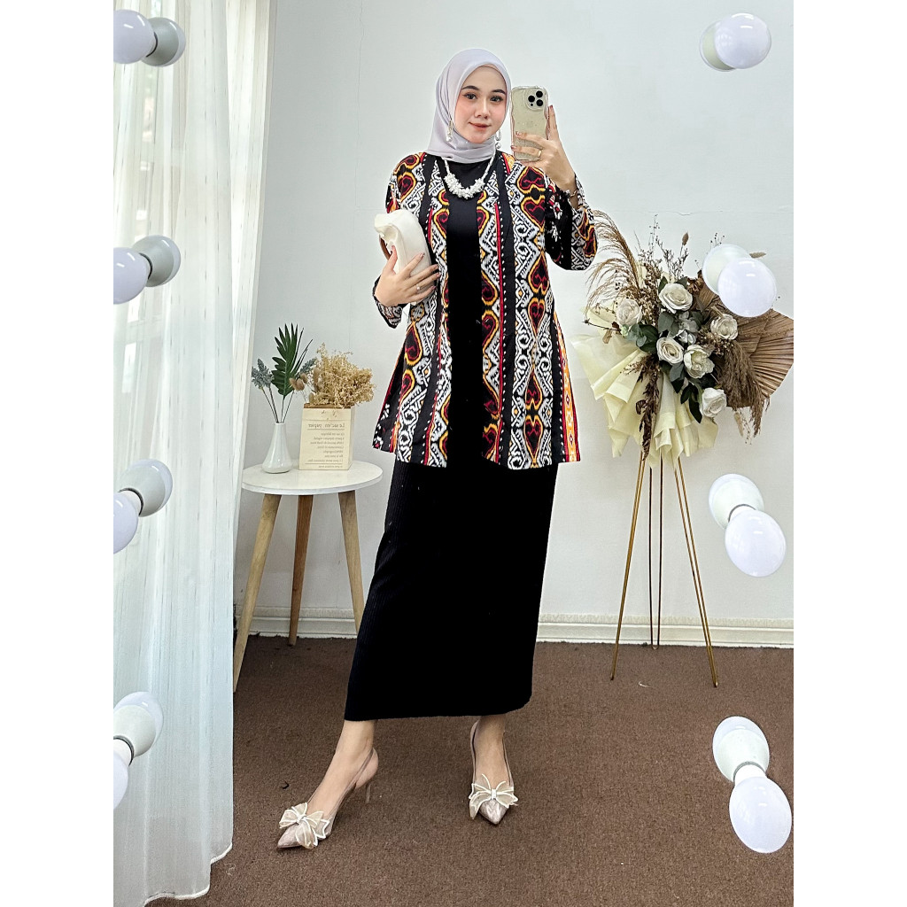 CARDIGAN CEWEK TERBARU TERMURAH MODEL PANJANG / Outer Batik Wanita Cardigan Kekinian Motif Songket D