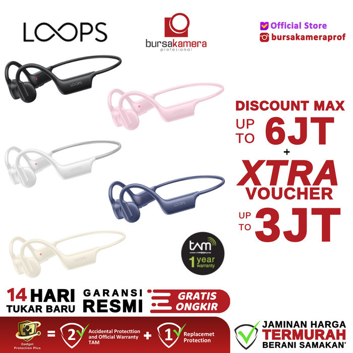 LOOPS Bone Conduction X17 Lite Bluetooth Eahone Loops X 17 Bone Conduction GARANSI RESMI TAM - Cream