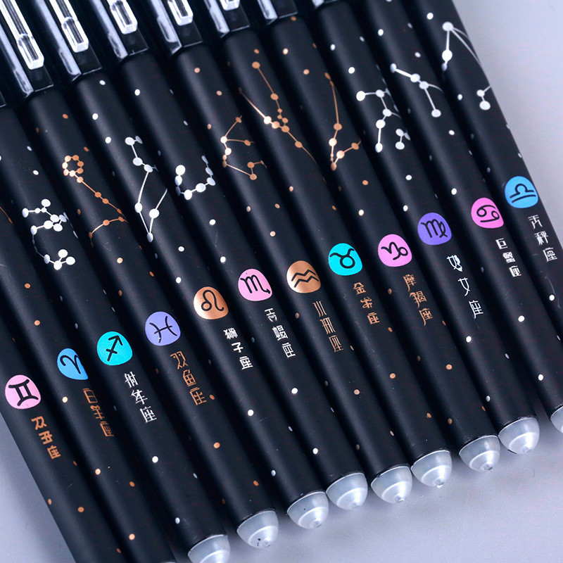 

The New 12 Constellation Erasable Gel Pens Set Refill Set school office writing tools 0.5 mm black blue ink Pens stationery gift