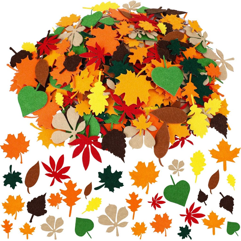 

660 Pieces Leaf Stickers Felt Leaf Fall Stickers Maple Leaf Decals Assorted Autumn Leaf Decorations for Thanksgiving Party Craft