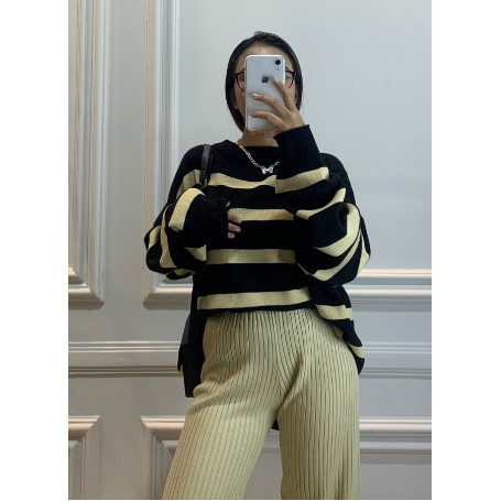 Maudy Sweater rajut Garis Garis Knit Korean Style Atasan Wanita