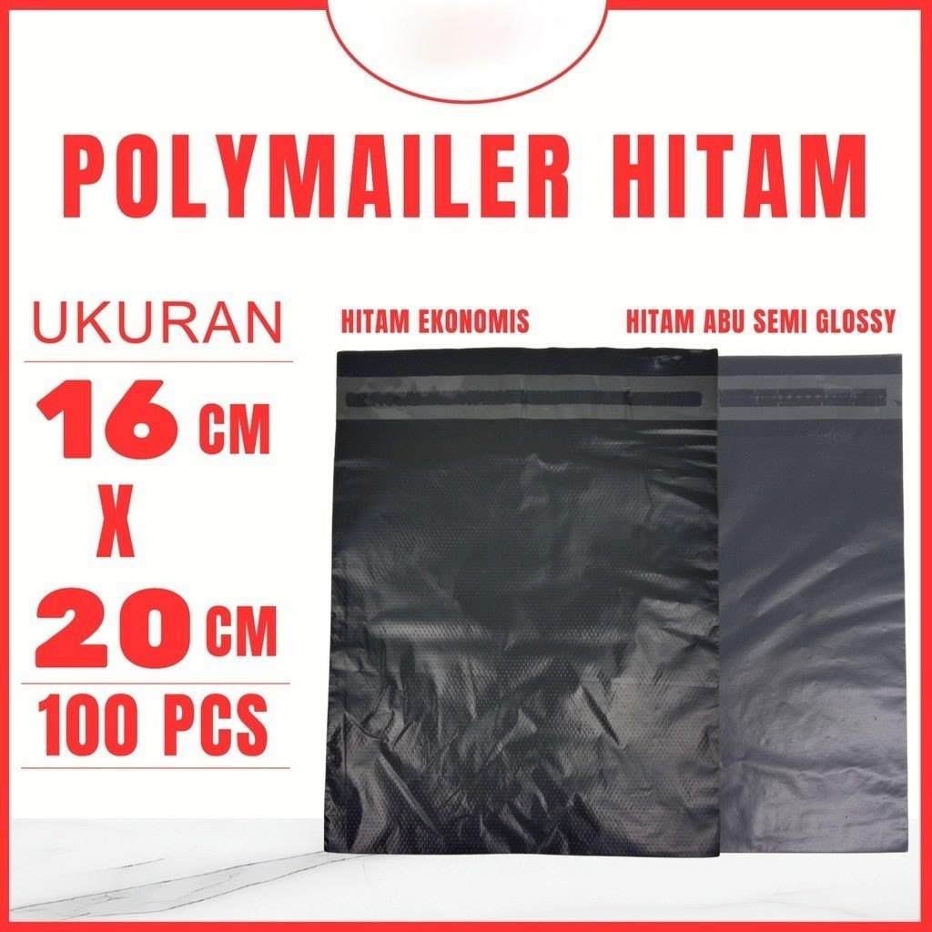 

Kantong Plastik Packing Polymailer Hitam Abu Ekonomis Semi Glossy 16x20 16 x 20 CM Plastik Pembungkus Perekat Peking Paket Online Shop Anti Jebol Rusak Waterproof Multifungsi