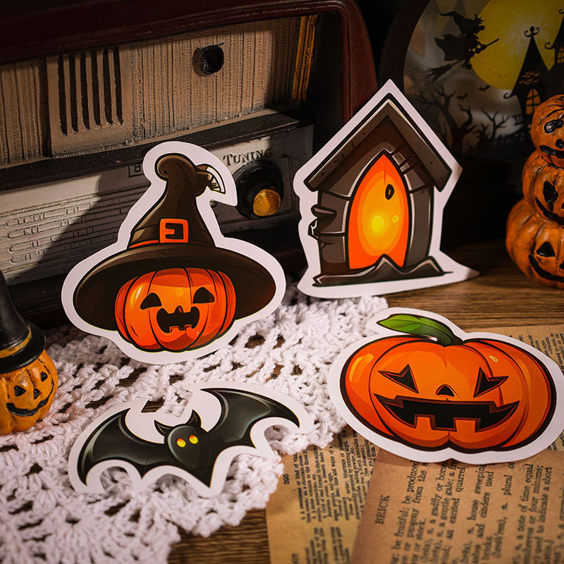 

2 styles 50 pcs Halloween series sticker decorative gift DIY Scrapbooking Collage Materials Creative Stationery background paper