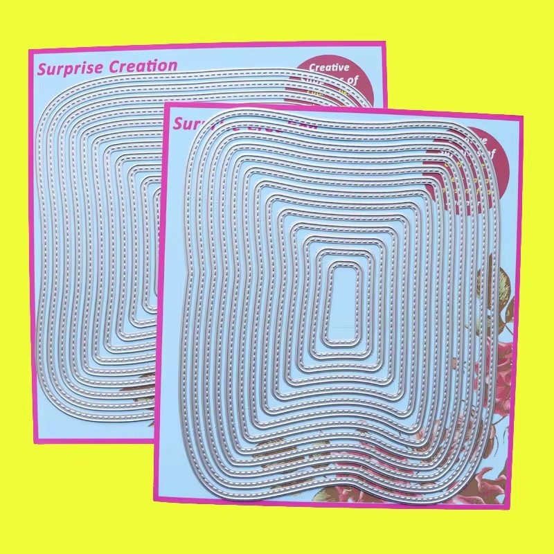 

2-Set Large Cutting Dies Irregular Cookie Shape Rectangle Square Scrapbook Cardmaking Paper Craft Surprise Creation