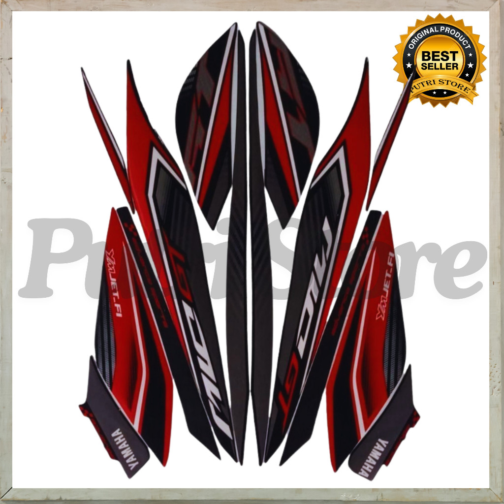 STIKER STRIPING STANDART MIO SOUL GT 2013 HITAM MERAH LIS BODY MOTOR MIO SOUL GT 2013 Queenstore