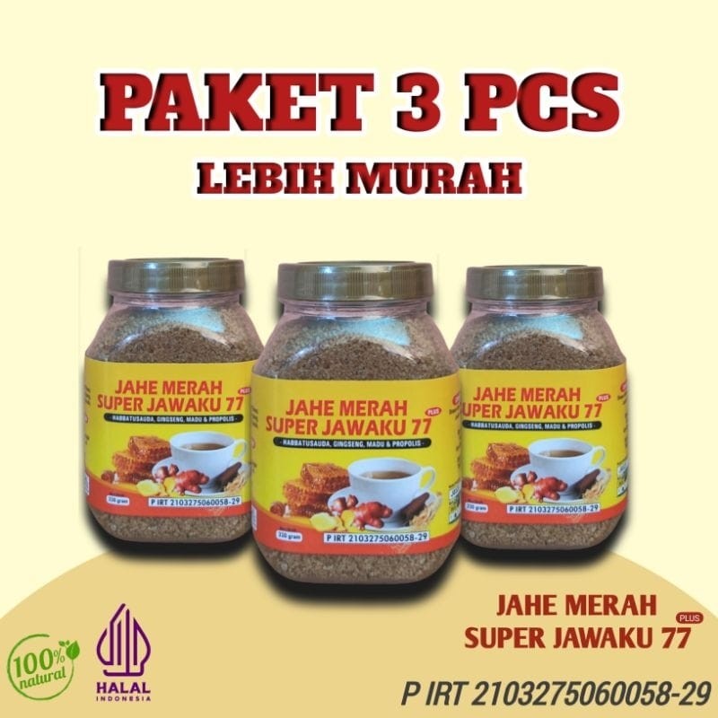 

[PAKET 3 BOTOL] Jahe Merah Super RD Inayah Jahe Toples 330 gram