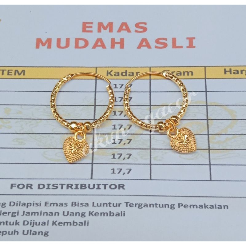 recommended anting emas 24karat kadar 700 ada surat motif terbaru cod