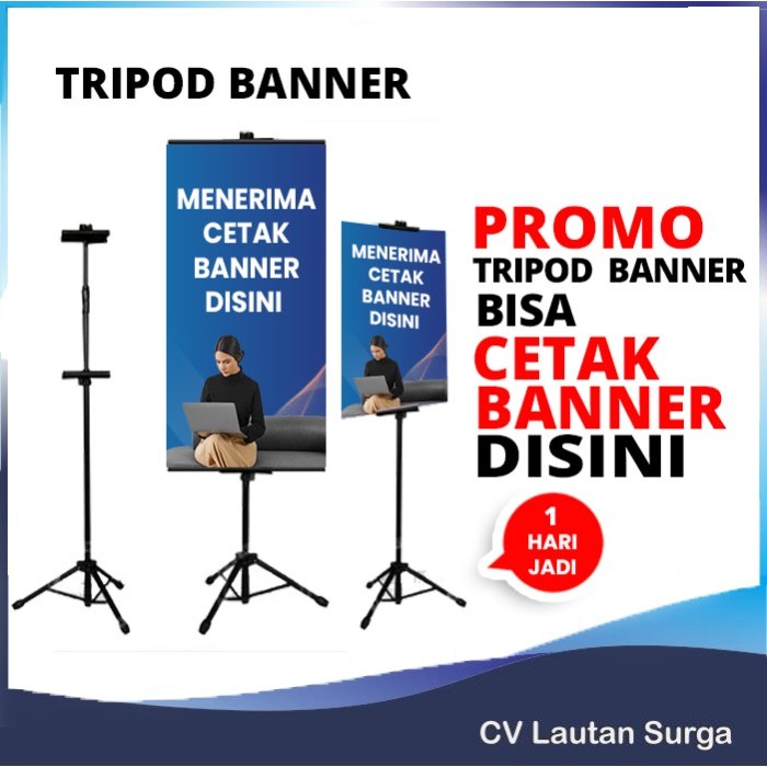 

Tripod Banner Stand 2 Sisi - Hitam