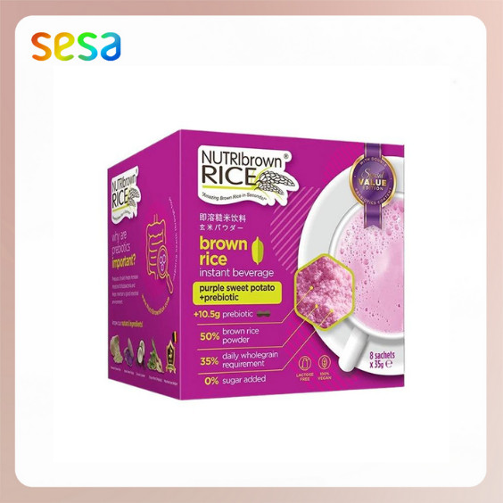 

NUTRIBROWNRICE Purple Sweet Potato w/ + Prebiotic 35gr 8 Sachet - Sehat