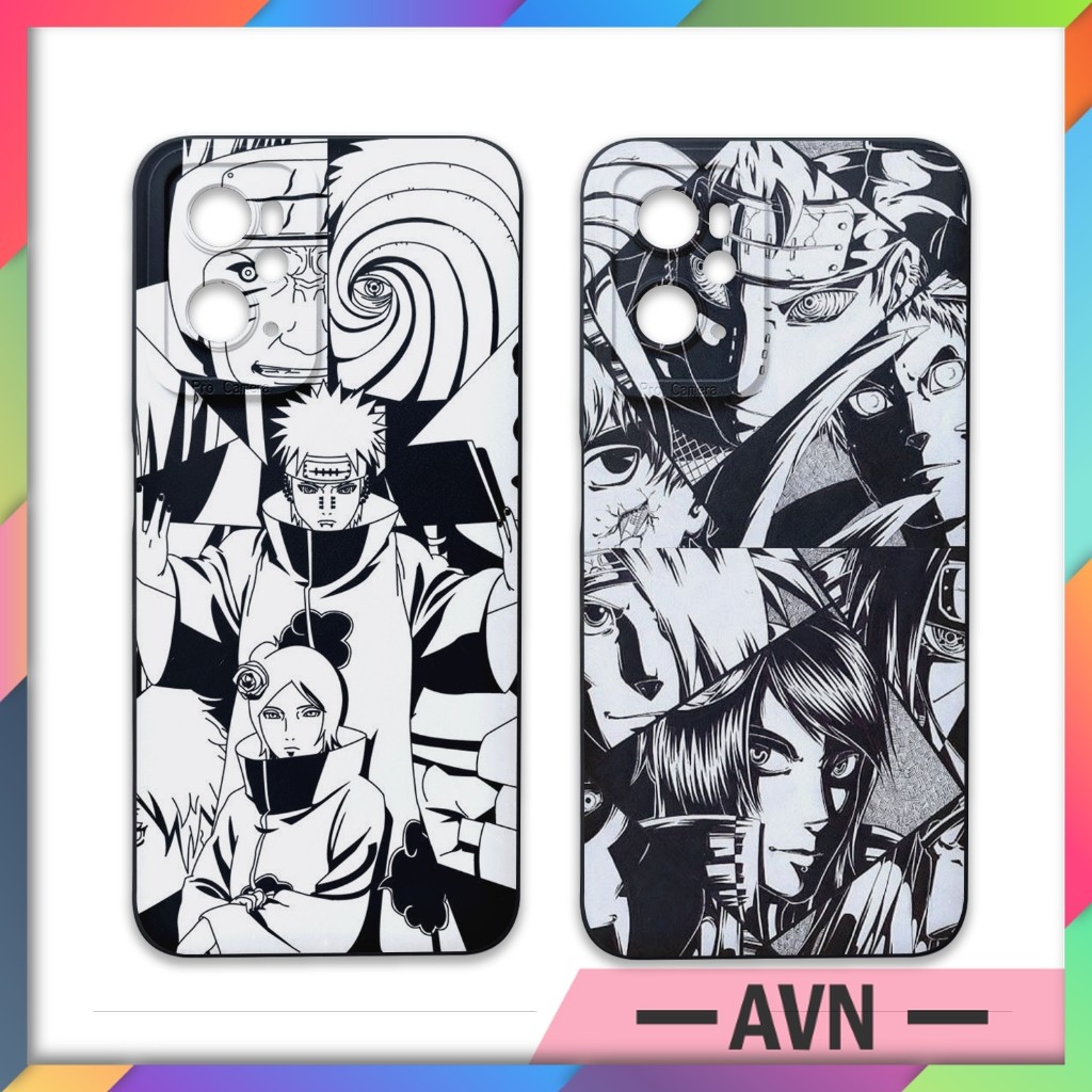 Casing Case  Oppo A76 A60 A96 Model Gambar Anime -  Softcase Motif Naruto Hitam Putih Dengan Pelindu