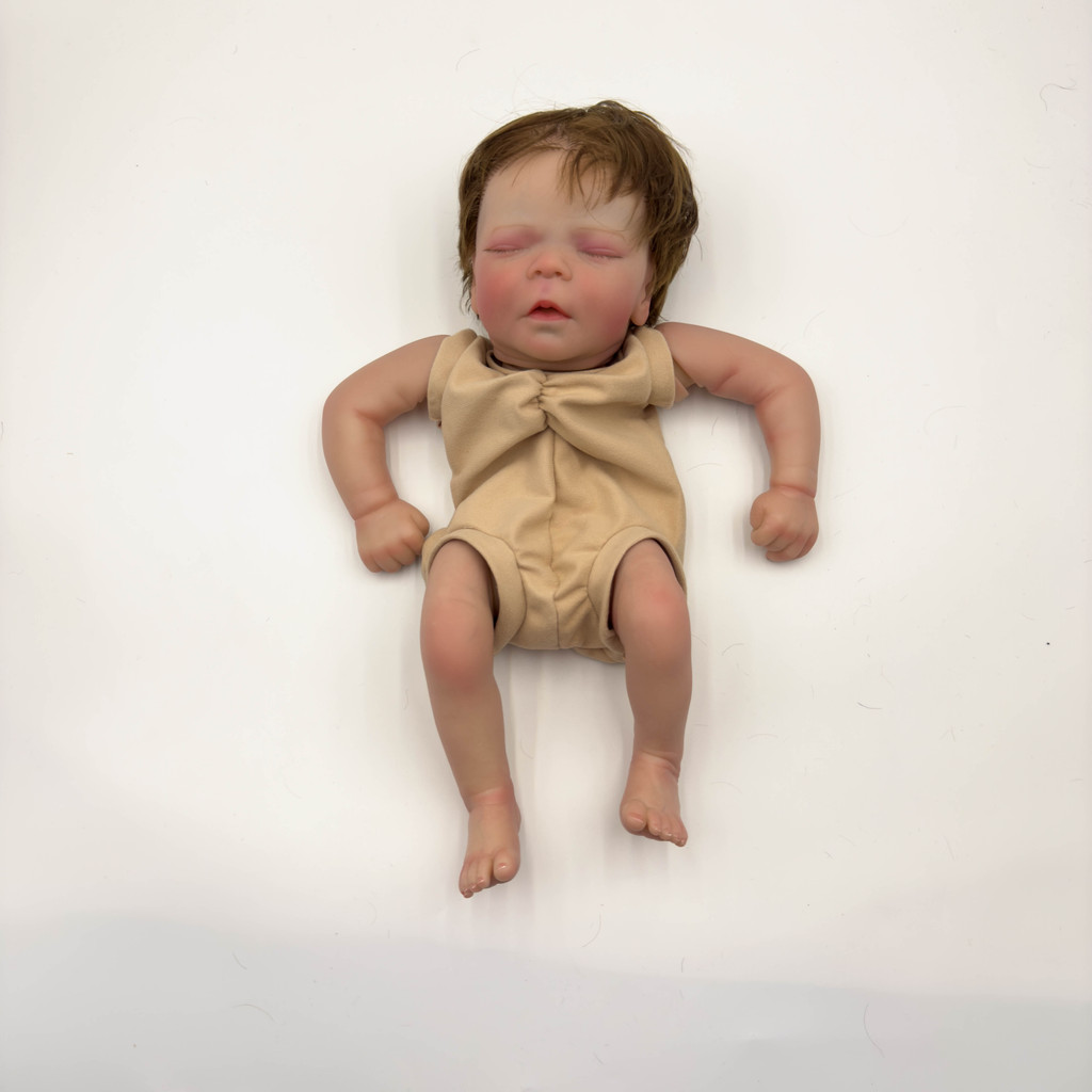 NPK 18inch Darren with Rooted hair Reborn Doll Kit Lifelike Baby Already Painted Unfinished Doll Par